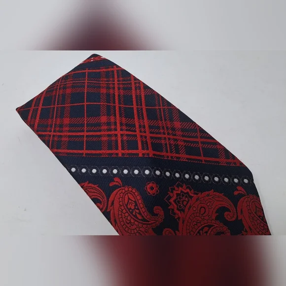 Yves Saint Laurent Vintage Neck Tie Tartain Plaid Paisley Striped 70s 80s 55" - Picture 15 of 15